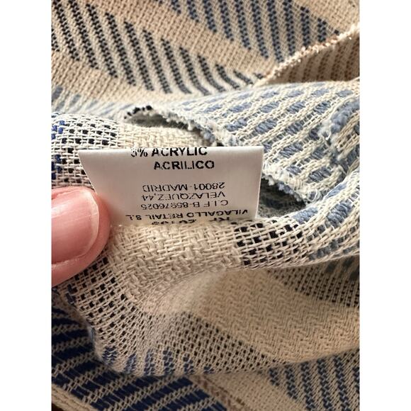 Vilagallo Open Front Cardigan Sweater Size Large (44) Stripped Knit Coverup - Picture 10 of 16